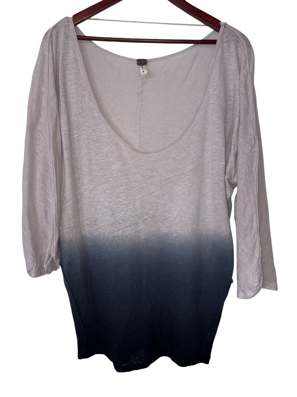 We The Free Ombre Lavender Gray Long Sleeve Top L Boho (flaw)